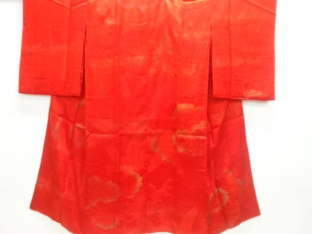 アンティーク　綸子金砂子雲模様長襦袢